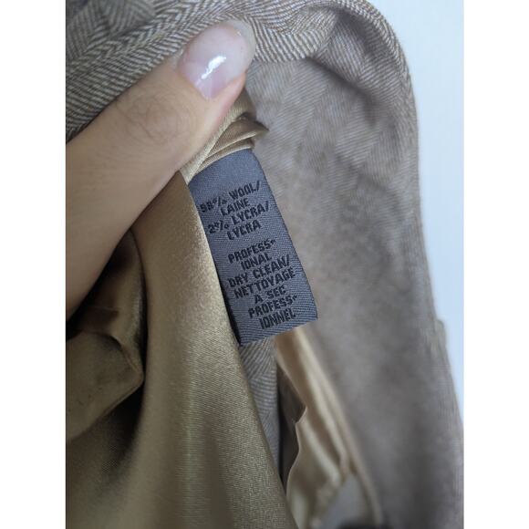 Calvin Klein Women Wool Herringbone Tweed Brown Trouser Pants Size 4 Acadamia - Picture 11 of 11